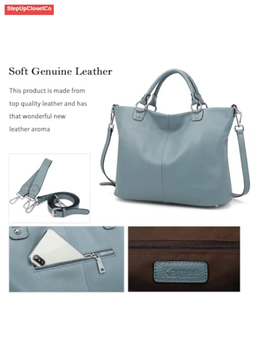 Genuine Leather Tote Bag Purse Women Top Handle Satchel